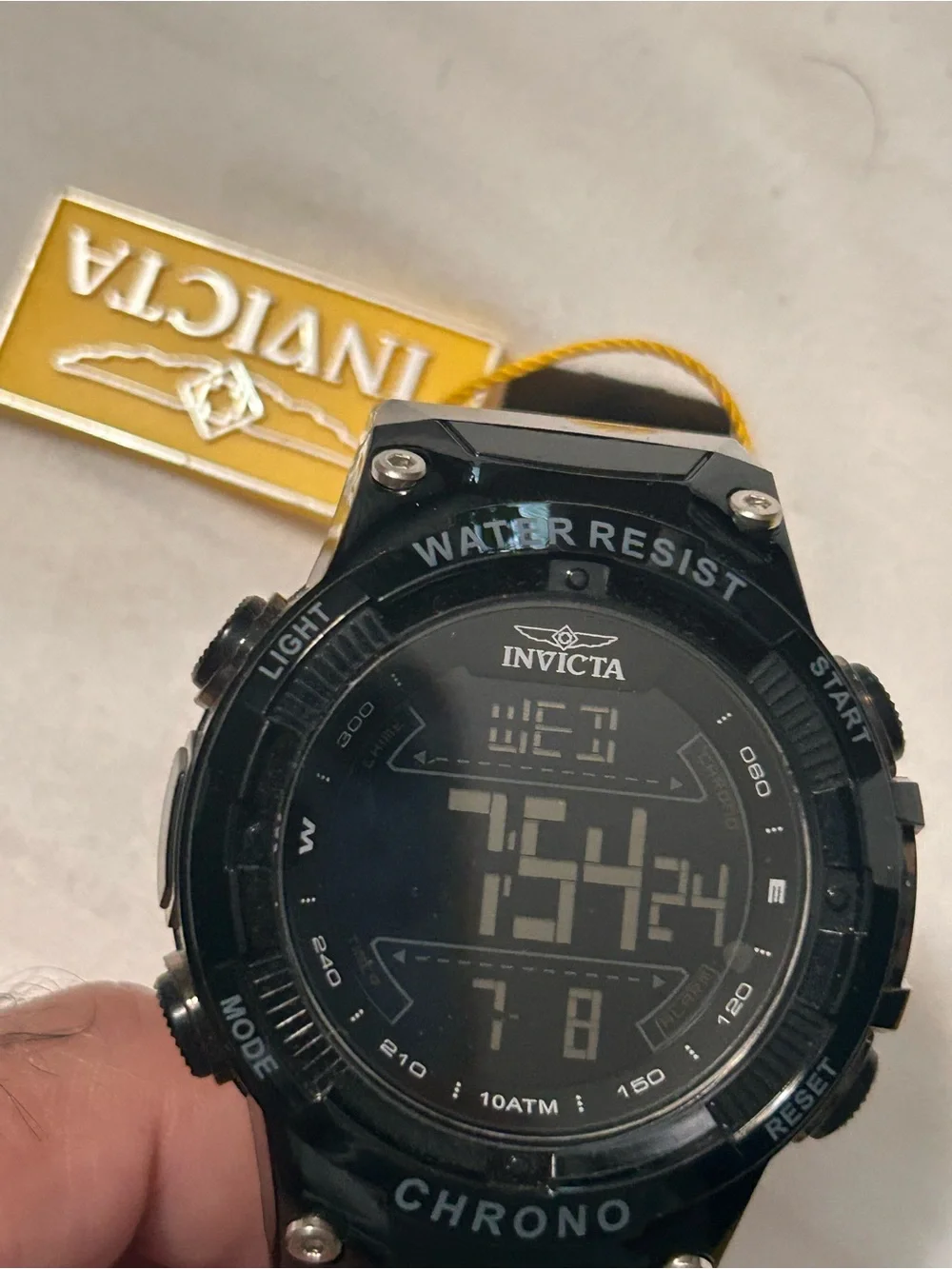 Invicta Black Watch with Yellow Box Accent